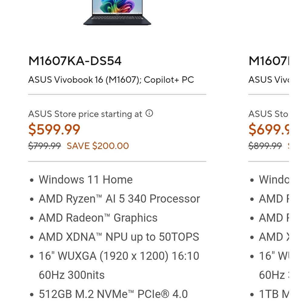 ASUS Vivobook 16 M1607KA-DS54 Laptop - Silver